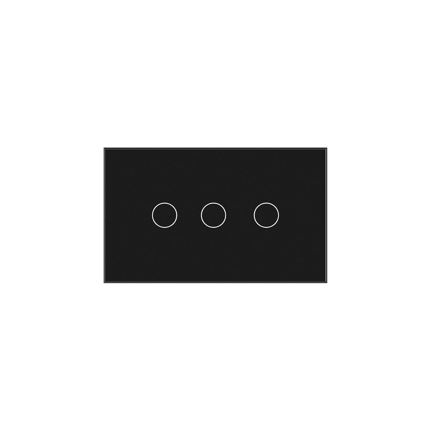 2 Way Light Switch 118X72X34MM No Neutral Wire, Wall Touch Switch 1000W, Tempered Glass Panel, FCC, Black 3 Gang