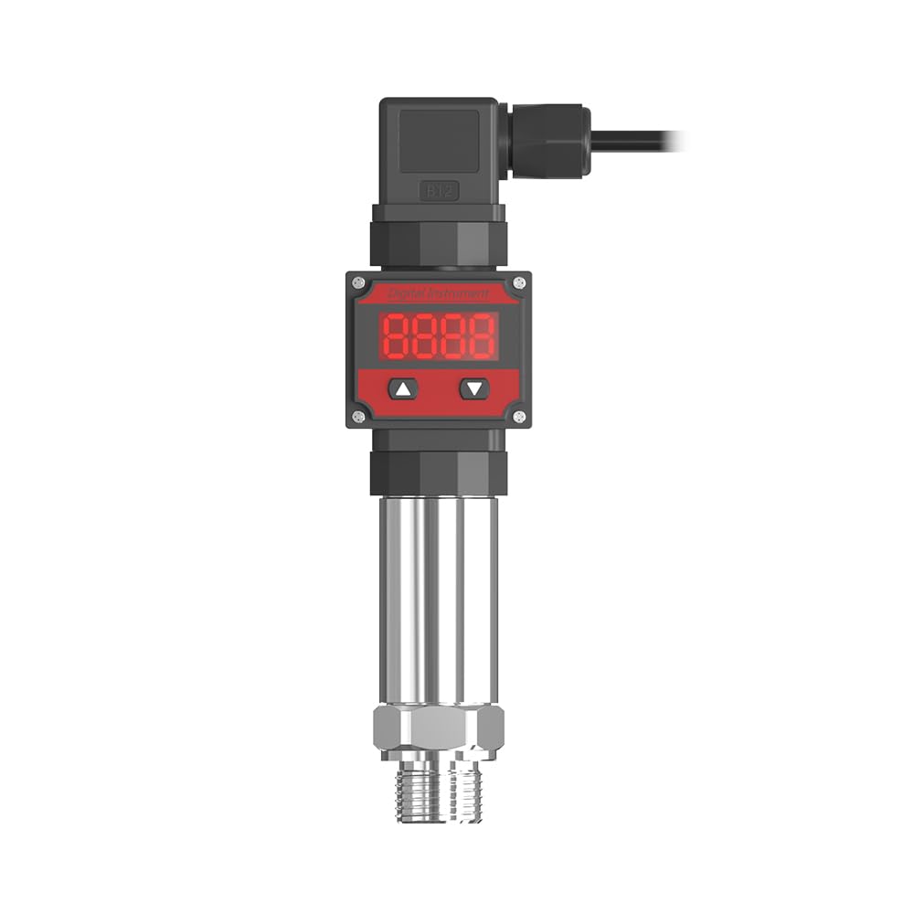 LEFOO Digital Pressure Transmitter 4-20mA Pressure Sensor Transducer with LCD Digital Display (Power Supply: 12-30VDC, Pressure Range: 0-145PSI)