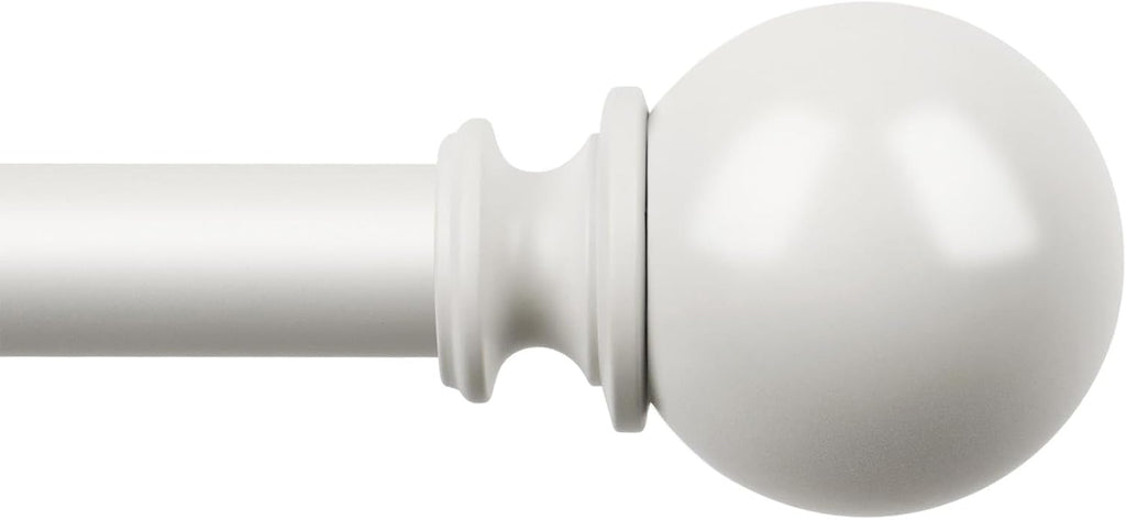 KAMANINA White Curtain Rod for Windows 72 to 144 Inches (6-12ft), 7/8 Inch Long Curtain Rods Adjustable, Single Heavy Duty Drapery Rods 144 inches with Round Finials