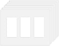 3-Gang Screwless Decorator Wall Plate Cover Switch Outlet Electrical Faceplate for Light Switche, Smart Switch, Receptacle, Dimmers, USB Outlet, GFCI, Child Safe Cover Plate, White (6-Pack)