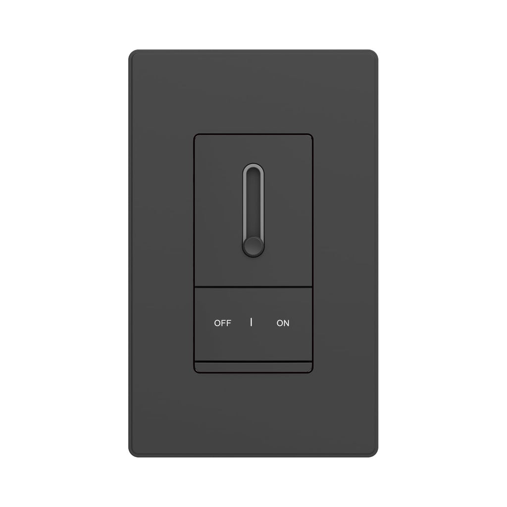 ELEGRP Slide Dimmer Switch for Dimmable LED, CFL and Incandescent Light Lamp Bulbs, Single Pole or 3-Way, Full Control with Preset, Rocker Paddle, Wall Plate Included, UL Listed (1 Pack, Matte Black)