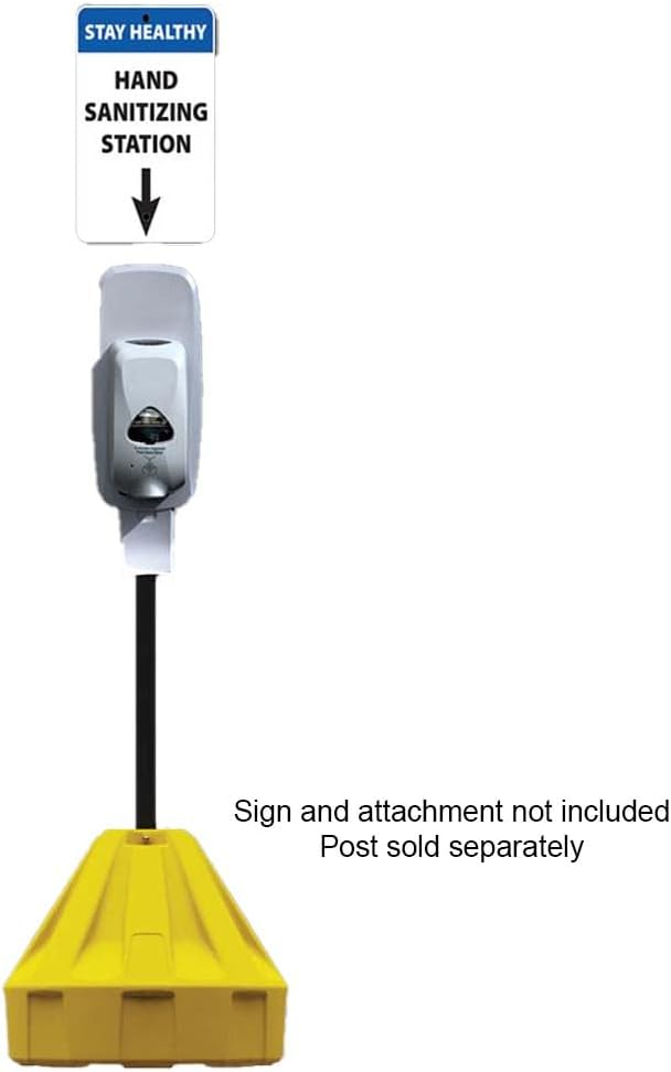Plasticade Roll-A-Post Portable Sign Post with 60" Power Post Plastic Signpost, Designed for Schools, Sidewalks or Parking Lots, Durable and Resistant to Weathering, Yellow Base with Black Post