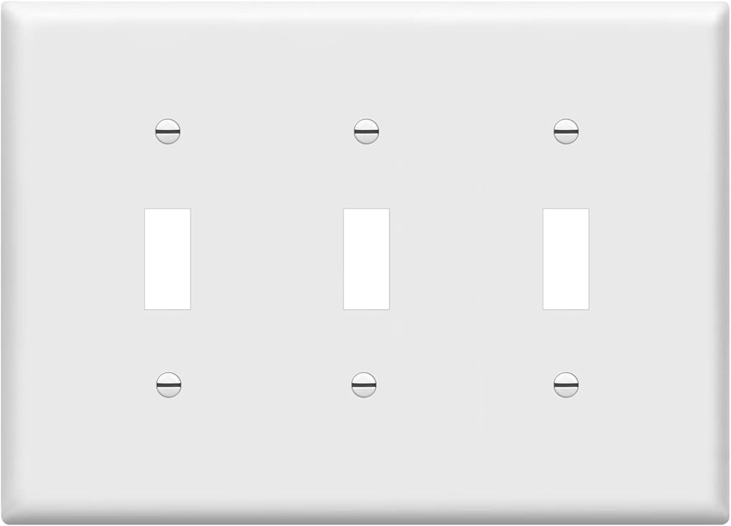 ENERLITES Toggle Light Switch Wall Plate, Gloss Finish, 3-Gang 4.88" x 6.77", Mid-Size, Unbreakable Polycarbonate Thermoplastic, UL Listed, 8813M-W, White