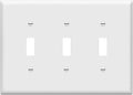 ENERLITES Toggle Light Switch Wall Plate, Gloss Finish, 3-Gang 4.88" x 6.77", Mid-Size, Unbreakable Polycarbonate Thermoplastic, UL Listed, 8813M-W, White