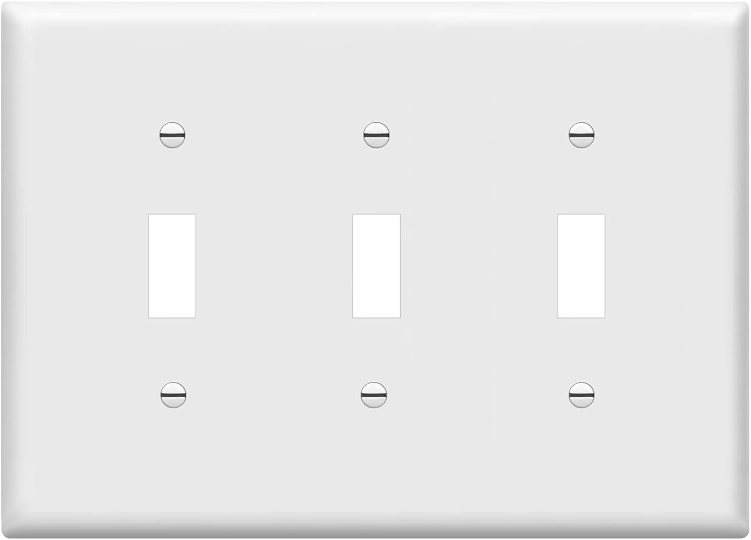 ENERLITES Toggle Light Switch Wall Plate, Gloss Finish, 3-Gang 4.88" x 6.77", Mid-Size, Unbreakable Polycarbonate Thermoplastic, UL Listed, 8813M-W, White