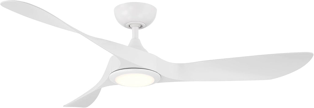 WAC Smart Fans Swirl Indoor and Outdoor 3-Blade Smart Home Ceiling Fan 54in Matte White Adjustable CCT 2700-3000-4000-5000K LED Light Kit and Remote Control works with Alexa and iOS or Android App