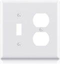 Combination Wall Plate ELEGRP 1-Toggle Light Switch 1-Duplex Receptacle Outlet Combination Wall Plate Cover, Mid-Size 4.88" x 4.94" Unbreakable Thermoplastic Faceplate Cover, UL Listed (1 Pack, white)
