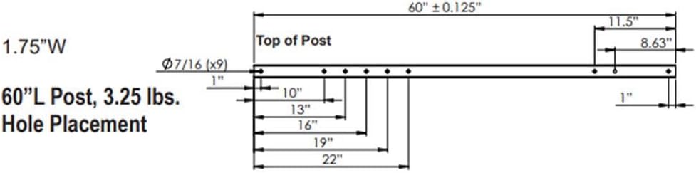 Plasticade Power Post Plastic Sign Post for Parking, Traffic and Property Signs, Reinforced, Lightweight Square Post for Durability and Wind Resistance, 60" x 1.75", 3.25 lbs., Black, Base Not Included