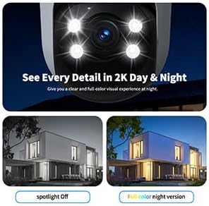 2K Home Security Camera Outdoor,360 Pan Tilt 2.4G/5G Home Surveillance Camera,WiFi Outdoor Security Cameras With Color Night Vision,Human Detection and Tracking,24/7 Recording,Cloud & SD Card Storage
