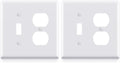 Combination Wall Plate ELEGRP 1-Toggle Light Switch 1-Duplex Receptacle Outlet Combination Wall Plate Cover, Mid-Size 4.88" x 4.94" Unbreakable Thermoplastic Faceplate Cover, UL Listed (2 Pack, white)