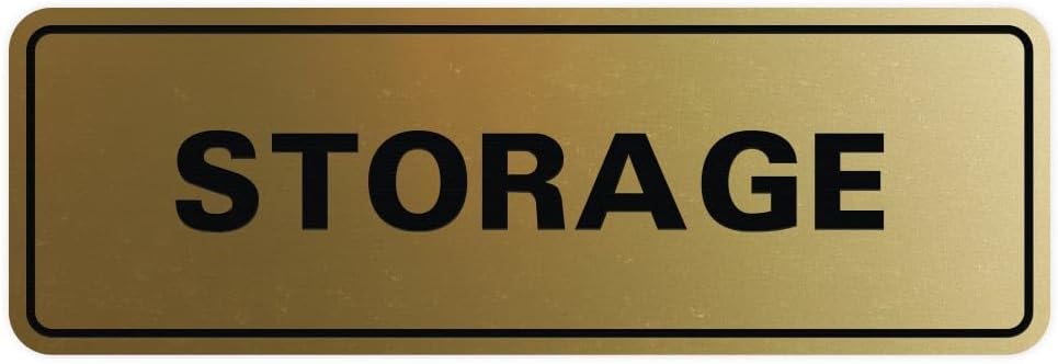 Standard STORAGE Door/Wall Sign - Brushed Gold - Medium (10 Pack)