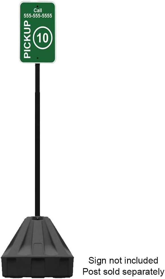 Plasticade Roll-A-Post Portable Signpost Base for 26" x 38" or Smaller Signs, Designed for School, Airport, Parking Lot, Durable Plastic, Wind Resistance, 24" x 24", Black, Post Not Included
