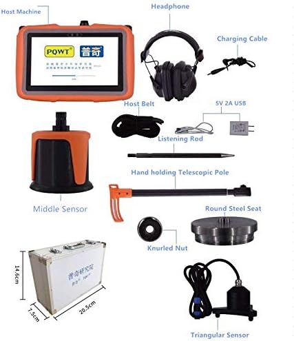 PQWT L4000 Underground Water Leak Detectors Indoor Outdoor Wall Water Pipe Detector Machine Multi Sensor Acoustic Pipeline Leakage Detection Kit Noise Reduction Headphone Smart Touchscreen Carry Case