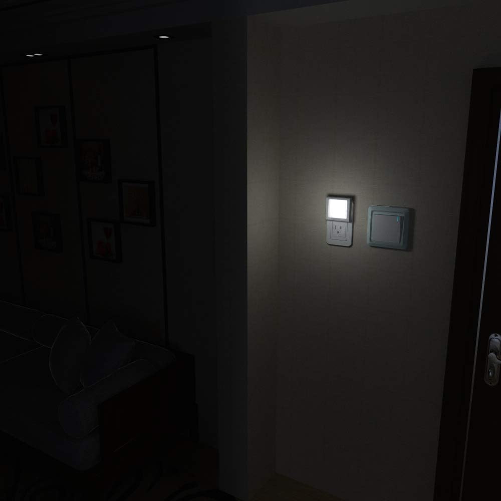 MAZ-TEK Plug in Led Night Light with Auto Dusk to Dawn Sensor,Adjustable Brightness Cool White Lights for Hallway,Kids Room, Kitchen, 2 Pack