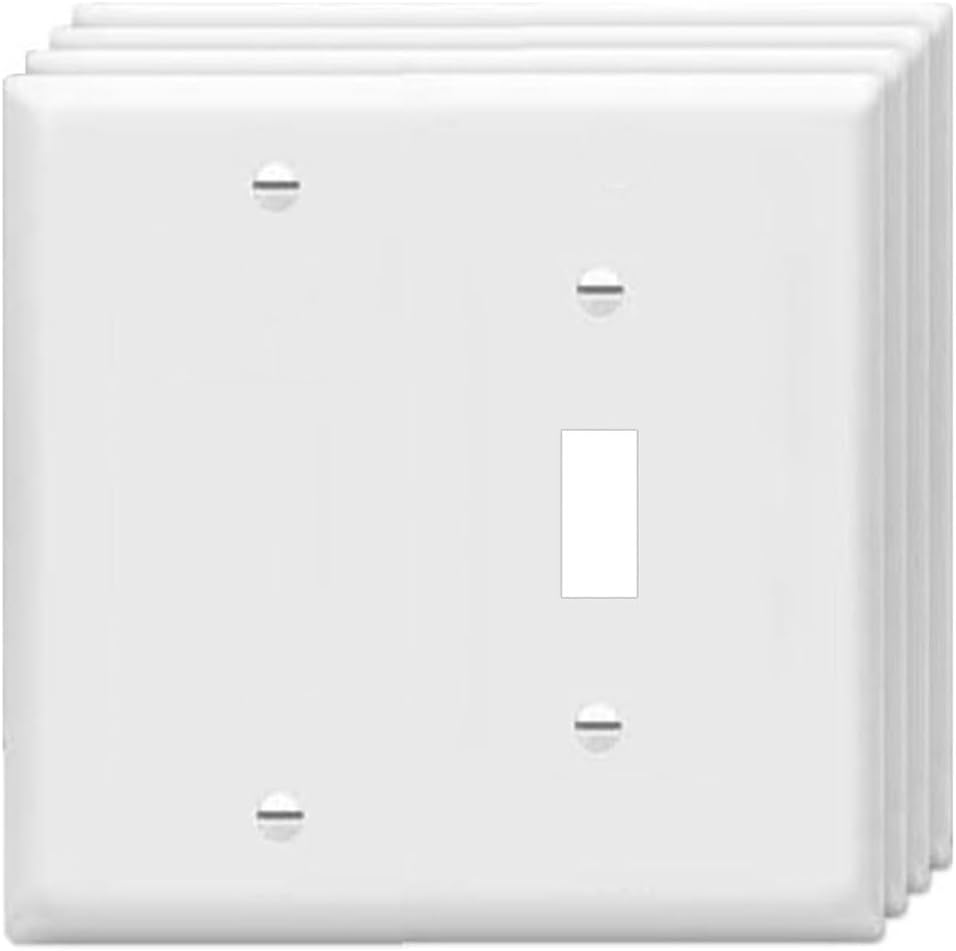 Toggle Switch/Blank Wall Plates 2-Gang Switch Outlet Electrical Cover Plate Unbreakable Thermoplastic Faceplate for Light Receptacle Outlet Switch, White (4 Pack)