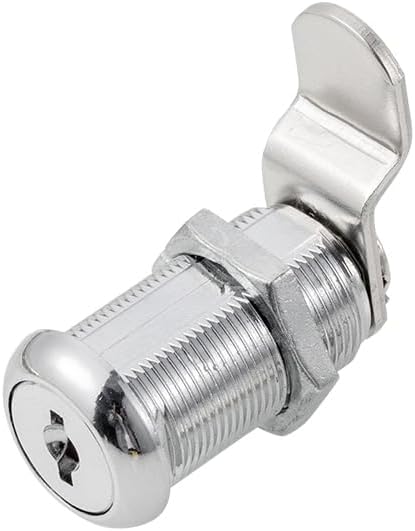 Cabinet Cam Locks Keyed Alike, 1-1/8” Cylinder Cam Locks for Tool Box RV Compartment Mailbox Vending Machine Drawer File Cabinet, Fits 7/8” Max Panel Thickness, Chrome Finish with 3 Cams and 2 Keys