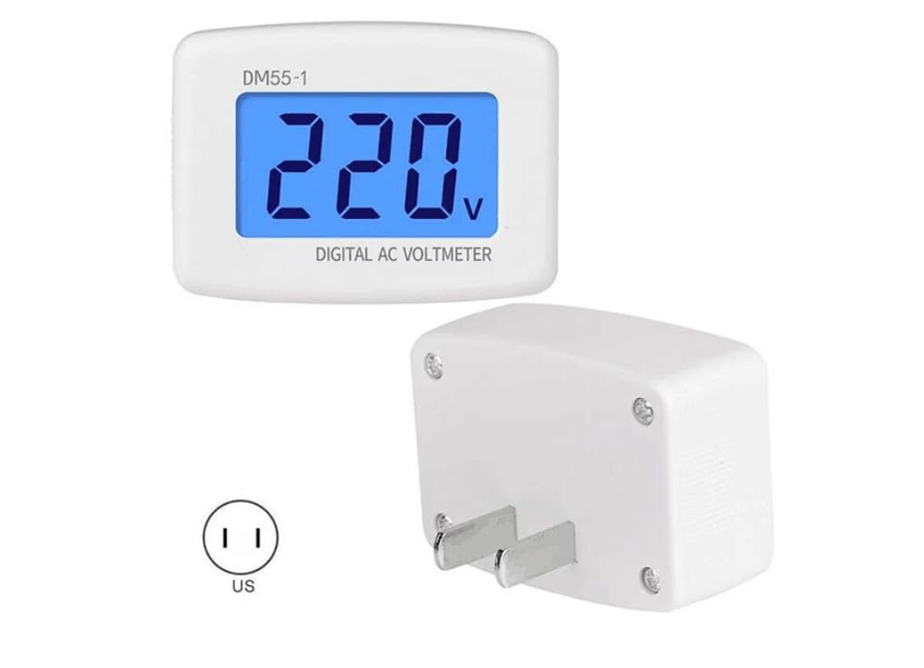 4 Pcs AC 80-300V LCD Digital Voltmeter Plug in Volt Meter Flat US Plug Voltage Test Monitor AC 110V 220V Voltage Meter for Household Plug into Outlet to Measure Voltage