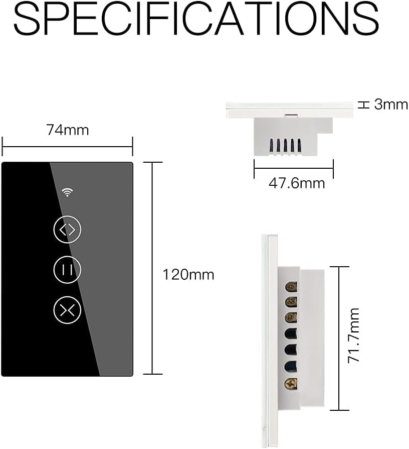 MOES WiFi Smart Curtain Switch Motorized Roller Blinds Shutter Switch,Smart Life/Tuya APP Remote Control,Compatible with Alexa Echo and Google Home,Black