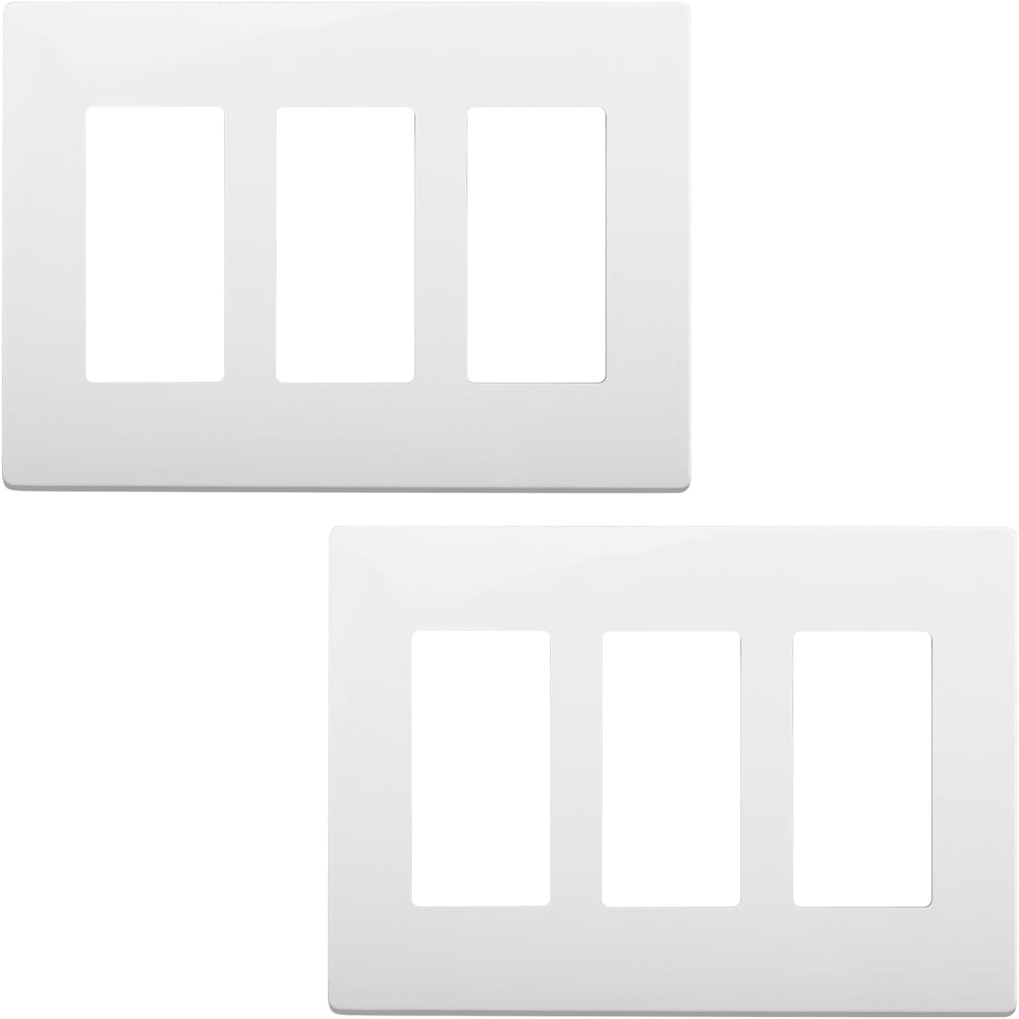 3-Gang Decora Screwless Wall Plate 80311-SW Child Safe Outlet Cover 80311-SW,Screw Smooth Face Switch Plates, Screwless Wall Plate 3Gang Receptacle Outlet Cover 2 pack