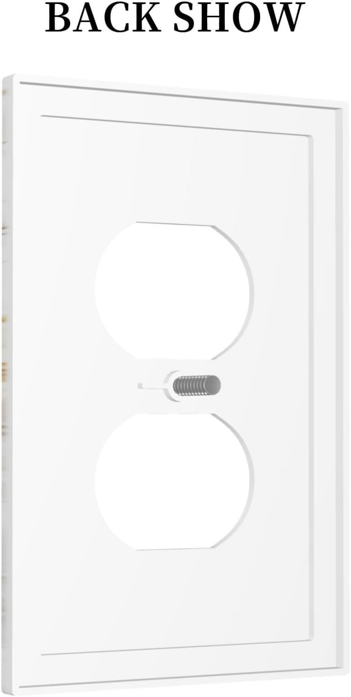 Luxurious Marble Abstract White Gold Tile Modern Simplicity Outlet Covers 1 Gang Duplex Light Switch Cover Decorative Switch Plates Electrical Receptacle Faceplate Wall Plate for Bathroom Kitchen Home