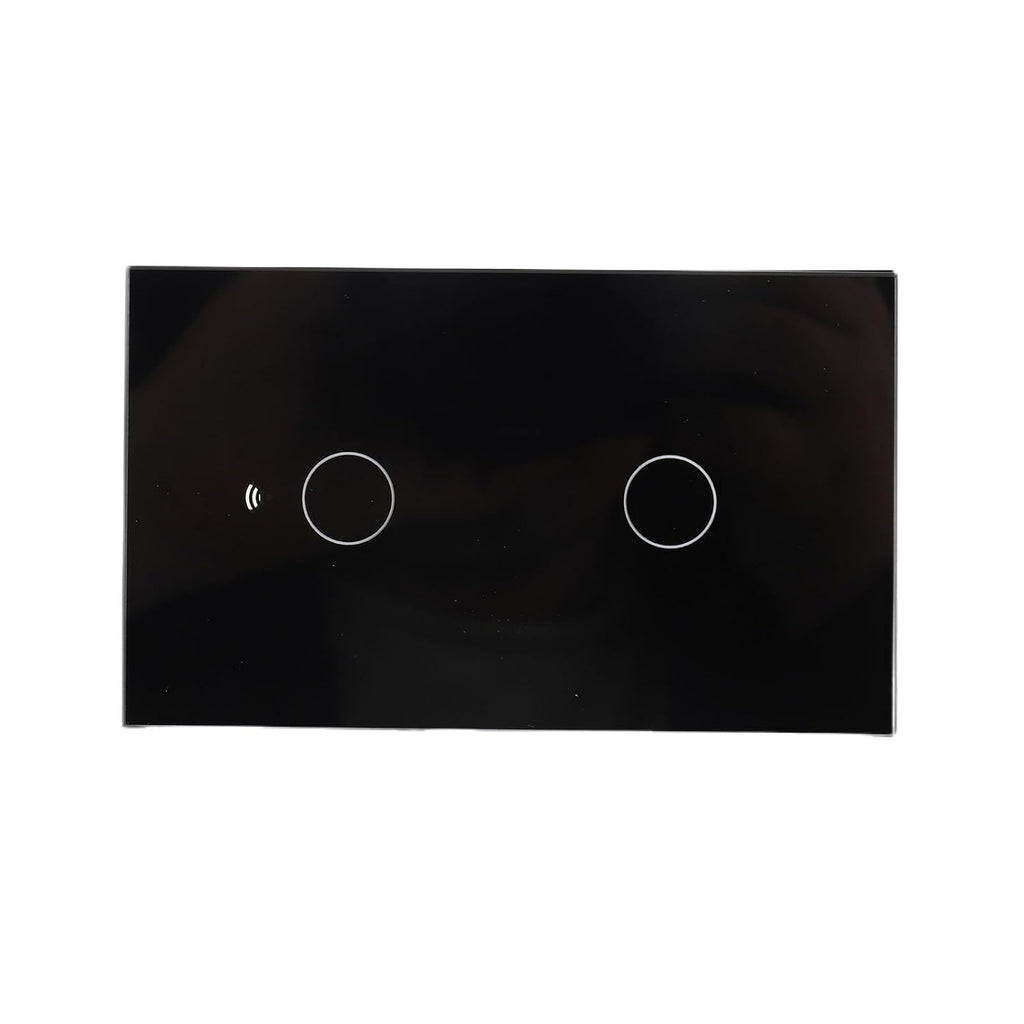aqxreight WiFi Touch Panel 2 Gang Light Switch for Home with Remote Control and Voice Compatibility in Black