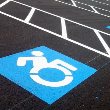 Large Accessible Icon Parking Stencil | Part#: 10004611 | 34″ W x 39″ H | Flexible and Durable 1/8" PolyTough Lifetime | Made in USA