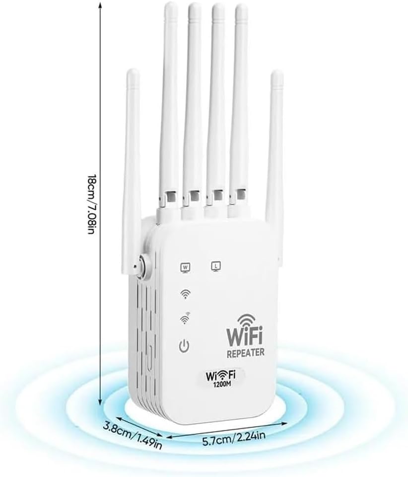 1200M WiFi Extender 6-Antenna Strong Signal, Directional WiFi Antenna Signal Booster and Amplifier, Wireless Repeater Extender with Ethernet Port for PC, Outdoor Coverage, Enhanced Network Range(2pcs)