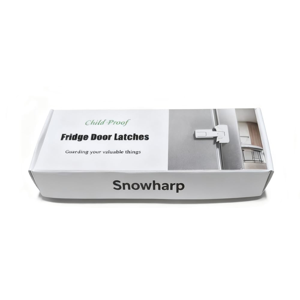 Child Proof Refrigerator Door Lock, Baby Safety Fridge Door Latches, One Handed Operation, No Tools Need or Drill (White1)