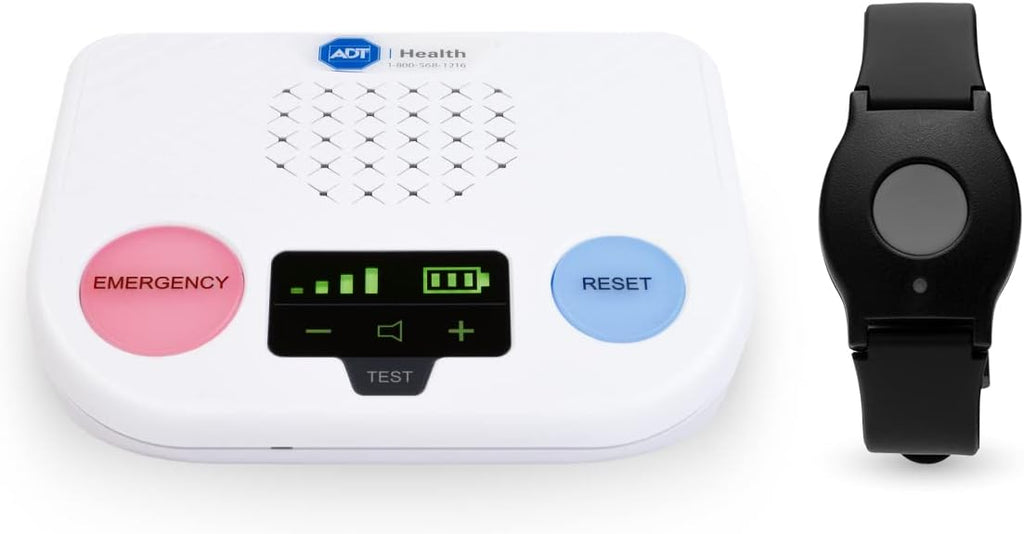 ADT Medical Alert Plus - in-Home Medical Alert System for Seniors - Cellular 4G Coverage, 600ft Pendant Range, Home Temperature Monitoring, 24/7 U.S. Based Monitoring (Black Wristband)