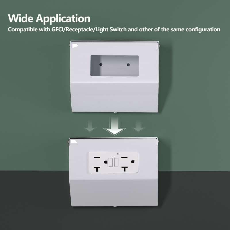 Under Cabinet GFCI Safety Outlet, 20 AMP, Self-Testing, Wall Distribution Box (White-E)