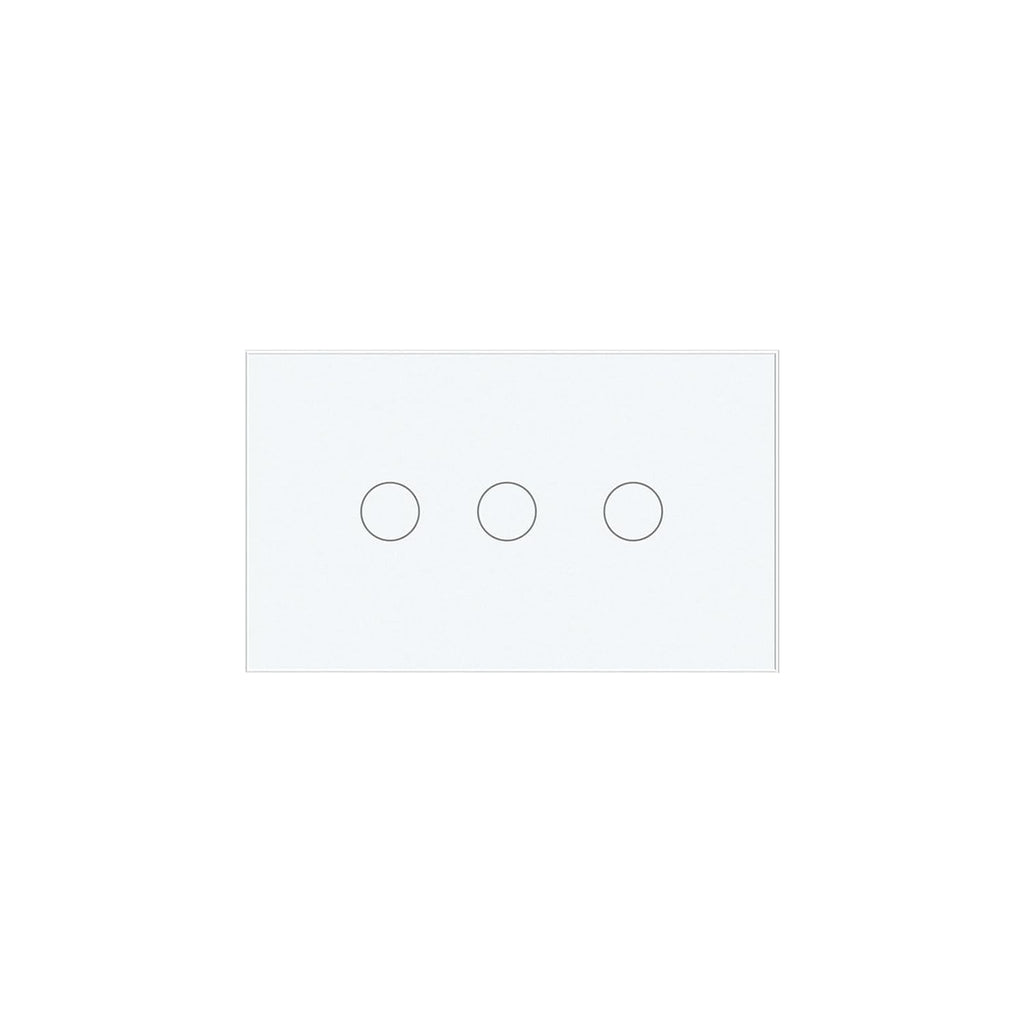 2 Way Light Switch 118X72X34MM No Neutral Wire, Wall Touch Switch 1000W, Tempered Glass Panel, FCC, White 3 Gang