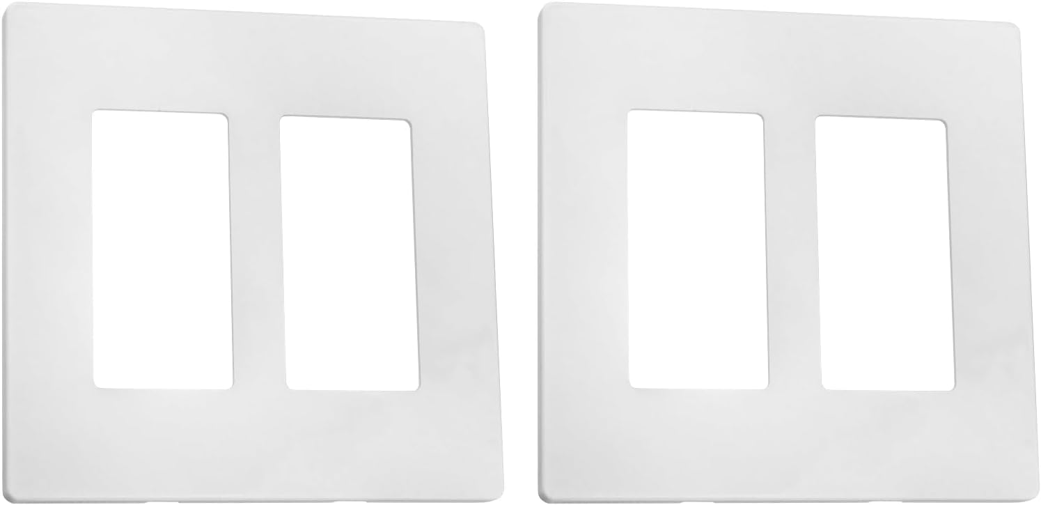 2-Gang Decora Screwless Wall Plate 80309-SW,Child Safe Outlet Cover 80309-SW,Screw Smooth Face Switch Plates Screwless Wall Plate 2-Gang Receptacle Outlet Cover 2 Pack