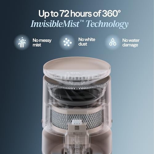 BLUEAIR Room Humidifier - DreamWell - 72Hr Top-Fill Mist-Free InvisibleMist Technology Aroma Stone for Essential Oils and Soothing Mood Lighting - Quiet Operation for Bedroom and Home Use