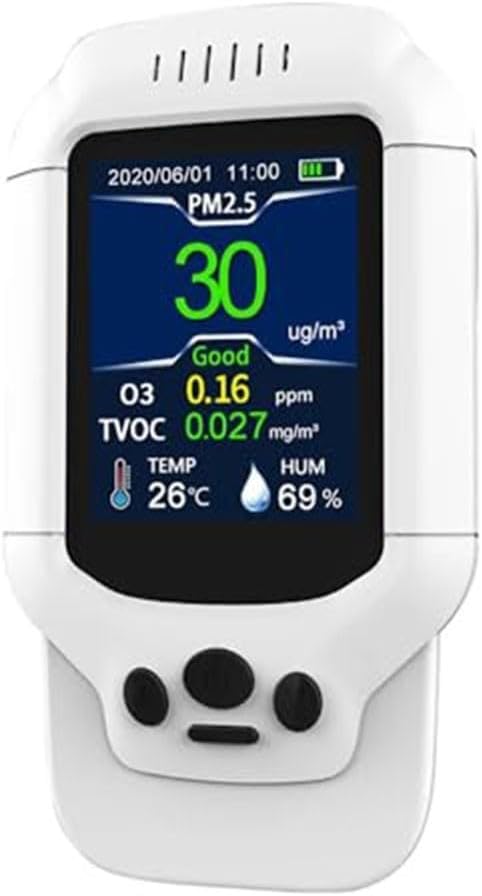 FABULETTA Portable Multifunctional Detector with PM2.5 TVOC Temperature and Humidity Sensors 2.8 Inch LCD USB Rechargeable 1200mAh Battery for Indoor Air Quality Monitoring