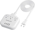 European Travel Plug Adapter, US to Europe Plug Adapter with 3 Outlets & 4 USB(2 USB-C), 5ft European Power Cord, International Power Strip, Type C for Europe EU Germany France, Travel, White