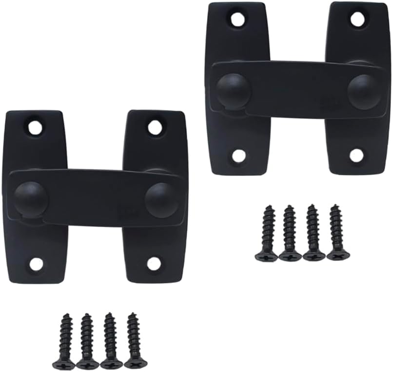 QCAA 2.5" x 2.65", Large, Heavy Forged Solid Brass Door Latch, 180 Degrees Flat Surface Mounting Door Latch Buckle for Doors & Windows, Matte Black, 2Pack, Made in Taiwan