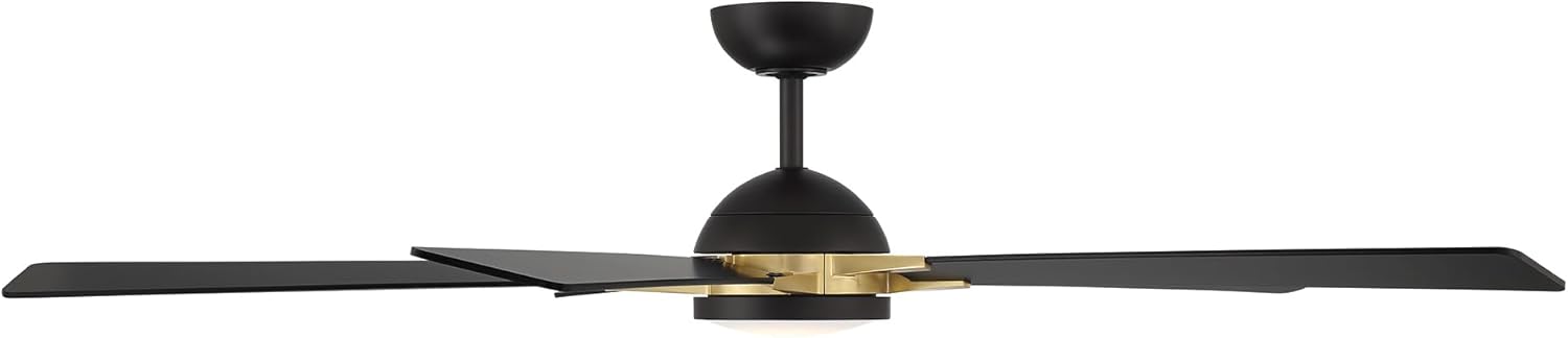 Rotary Indoor and Outdoor 5-Blade 65in Smart Home Ceiling Fan in Matte Black Soft Brass with 2700-3000-4000-5000K Selectable LED Light Kit and Remote Control works with iOS or Android WAC App