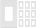 LIDER Brushed Finish Decorator Switch Cover, Screwless Wall Plate, Mid-Size 1-Gang 4.88" x 3.11", Unbreakable Polycarbonate Thermoplastic, UL Listed, LSWP-31M-BW10P, Brushed White, 10 pack