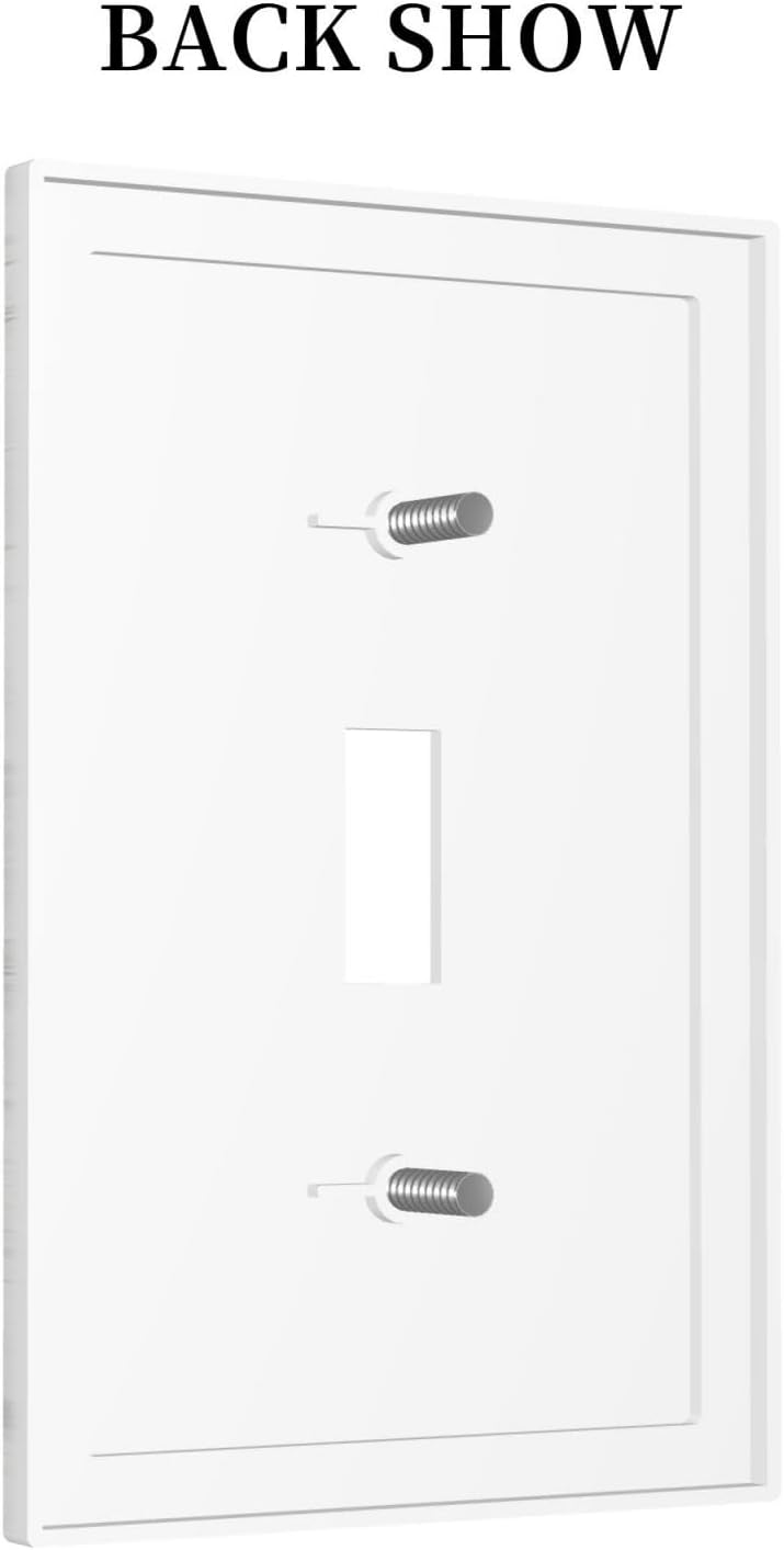 Decorative Light Switch Cover Marble Granite White And Grey 1 Gang Single Toggle Decorator Outlet Wall Plate Device Electrical Faceplate Switchplates for Home Bedroom Decor