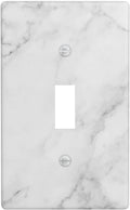 White Marble Pattern Light Switch Cover Decorative Single Toggle Wall Plate 1-Gang Art Print Faceplate for Kids Kitchen Home Room Decor 4.5" x 2.76"