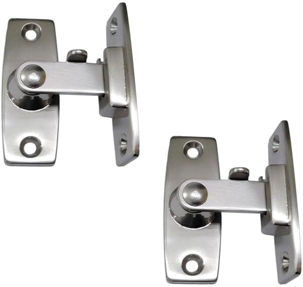 QCAA 2.5" Heavy Forged Solid Brass Door Latch, 90 Degree Right Angle Door Latch Buckle for Doors & Windows, Brushed Nickel, 2Pack, Made in Taiwan