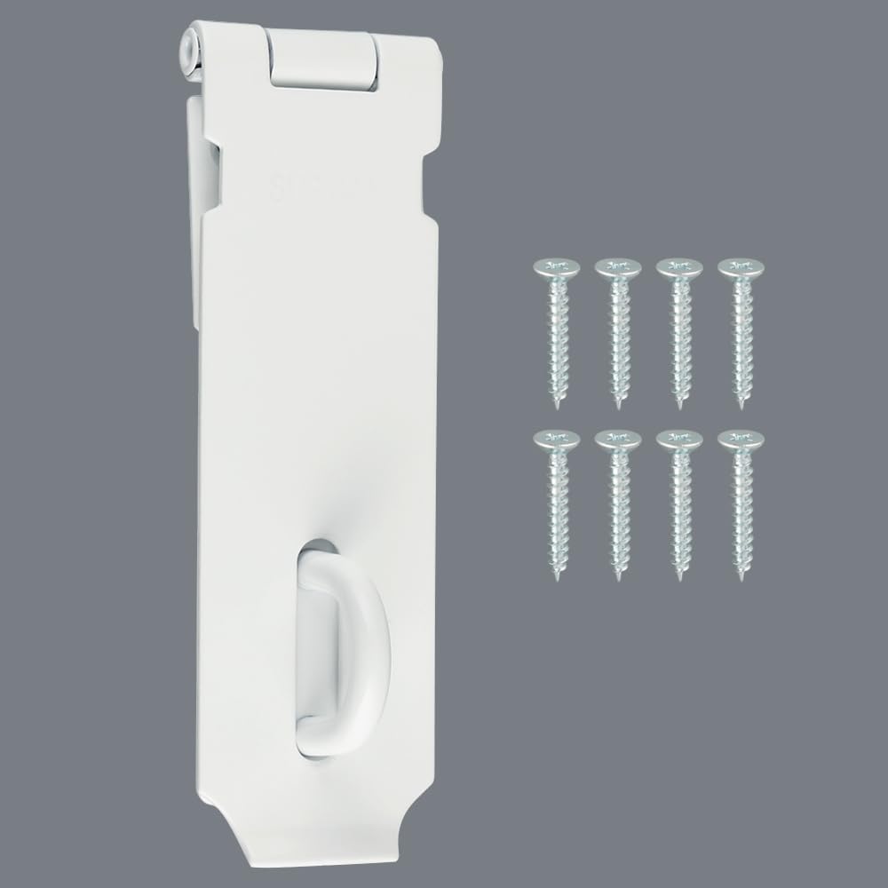 Alise Door Locks Hasp Latch,5 Inch SUS 304 Stainless Steel Safety Packlock Clasp Hasp Lock Latch,with Fixing Screw for External Doors Window Cabinet Pet Cage MS9W-5C