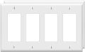 Decorator Wall Plates 4-Gang Switch Outlet Electrical Cover Plate Unbreakable Thermoplastic Faceplate for Light Receptacle Outlet Switch, White (2 Pack)