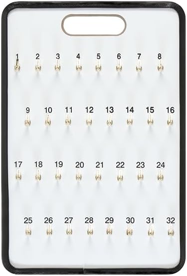 Masonite Key Holder Wall Mount with 32 Spring-Lock Hooks 13-1/2" × 20" – Wall Mounted Key Organizer Board with Metal Trim and Handle – Dealership, Office, Garage Key Rack Cabinet - Pack of 2