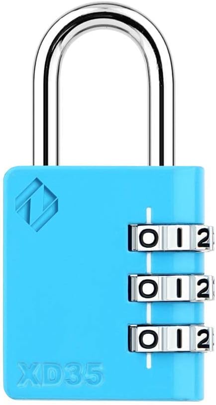 XD35 Combination Lock, 3-Digit Padlock for School, Gym, Sports Locker Lock, Fence, Toolbox, Case, Outdoor, Hasp Storage (1-Pack, Blue)