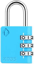 XD35 Combination Lock, 3-Digit Padlock for School, Gym, Sports Locker Lock, Fence, Toolbox, Case, Outdoor, Hasp Storage (1-Pack, Blue)