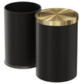 Brushed Brass Garbage can,Bathroom Trash can with lid，Modern Small Trash Can with Flipping Lid, 9 L,Garbage cans for Bathroom, Kitchen,Bedroom, Metallic Gold (Black（Double）)