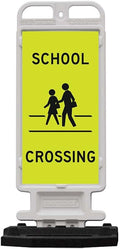 Plasticade Crosscade Crosswalk Sign, 24" Vertical Panel with 12x24 School Crossing Sign, Impact-Resistant Rubber Base, and Diamond Grade Reflective Background