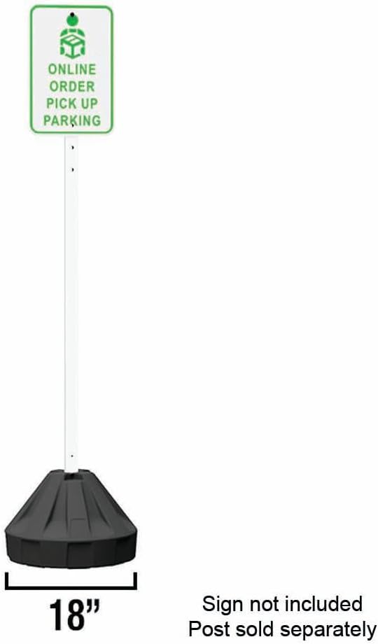 Plasticade Roll-A-Post Portable Sign Post Base for 24" x 24" or Smaller Signs, Designed for School, Airport, Parking Lot, Durable Plastic, Wind Resistance, 18" x 12", Black, Post Not Included