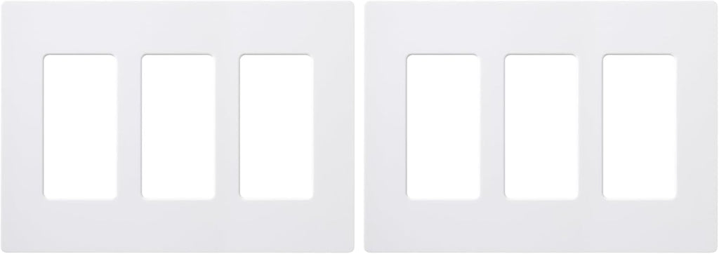 Lutron Claro 3 Gang Decorator/Rocker Wallplate, Gloss, White (1-Pack) | CW-3-WH (Pack of 2)